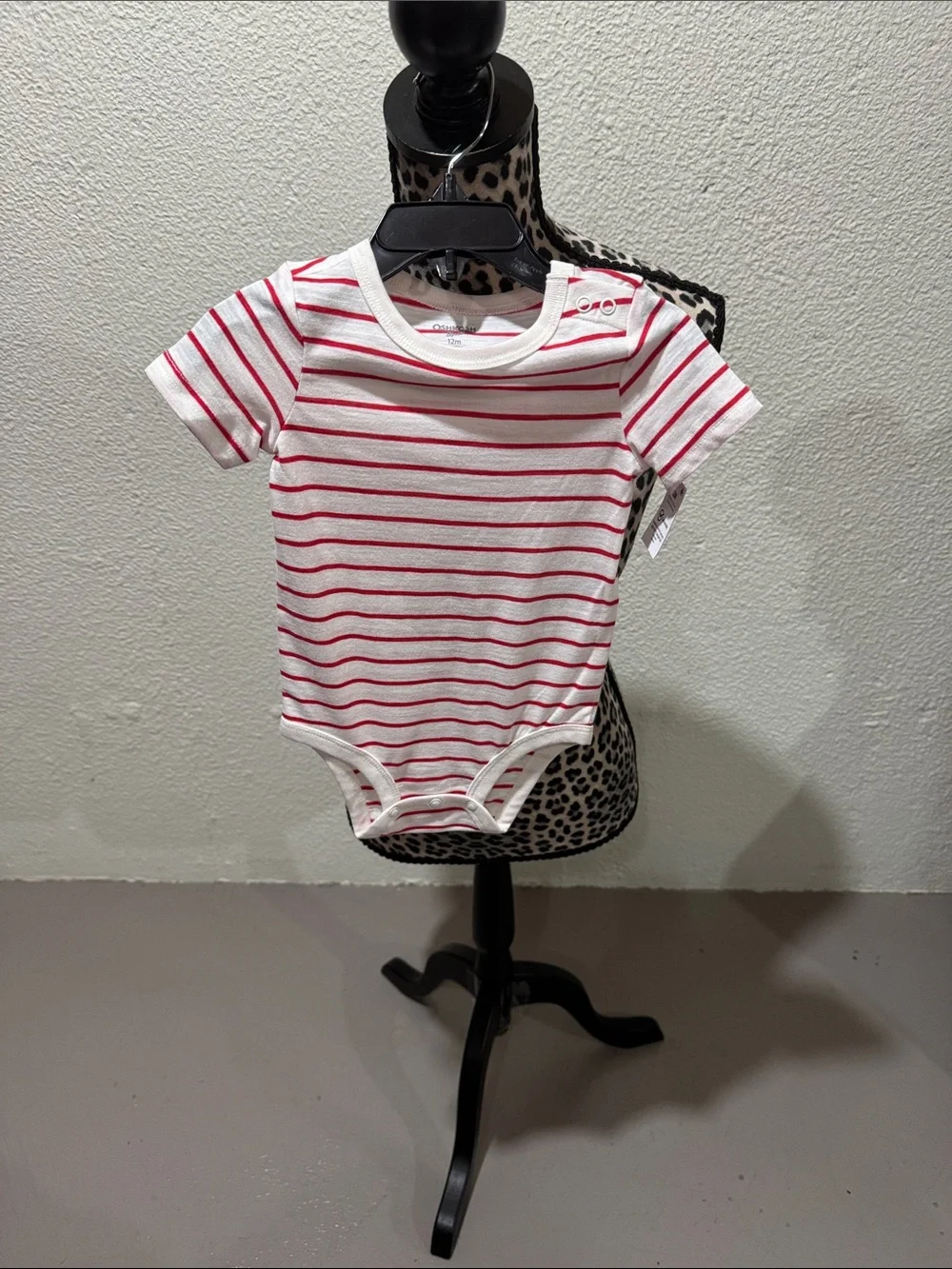 OshKosh B'gosh White and Red Striped Baby Bodysuit